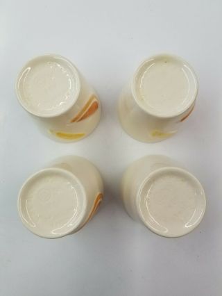 4 Vintage 1956 Lemon Orange Porcelain Cups Tumblers Crackle Glaze Finish 4