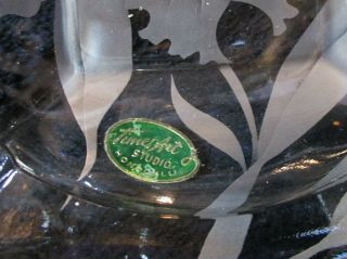 Hawaii VINTAGE ETCHED GLASS ASHTRAY Orchid 5 3/4 