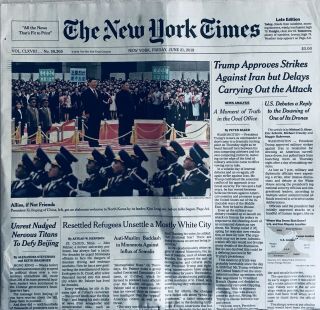 June 21,  2019 Ny Times Trump•iran••biden•china•north Korea & Unread
