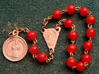 Vtg Red Plastic Beads Chaplet Of The Infant Jesus Of Prague - Our Lady Fatima