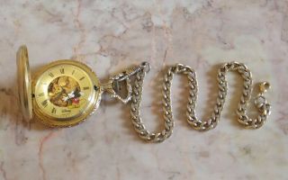 Disney Swiss Made Majesti Wind Up Mickey Mouse Pocket Watch Time Clock