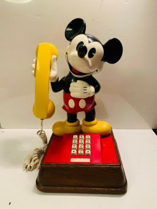 Vtg.  Mickey Mouse Phone Landline Push Button Telephone 1976 Disney - A