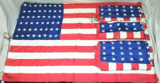 4 Vtg Ww2 Era 4th Of July Embroidered Stripes 48 Stars 30 " X 48 " Flags Silk?