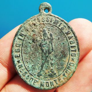 Large Blessed Virgin Mary Medal Rare Marian Monogram Religious Pendant Found