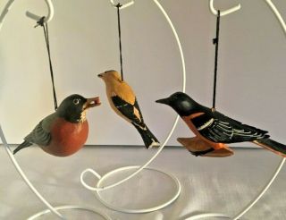 Vintage Lou Schifferl Lws Set Of 3 Bird Christmas Ornaments Signed