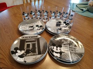 Mickey Mouse Glass And Plate Set