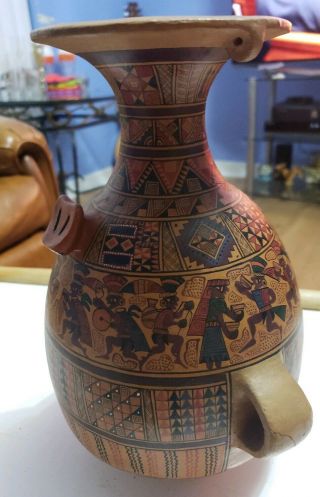 Tribal Art Pottery Large Hand Painted Vase Urn Estate Find
