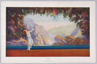 Vintage 1920s Rare Art Deco Robert Wood Pin - Up Print Grecian Goddess At Dawn