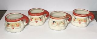 4 Vintage Winking Santa Claus Miniature Mug Christmas Porcelain Hh Japan 1960