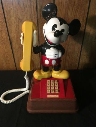 Vintage Mickey Mouse Telephone Push Button 1970 