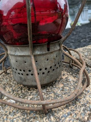Antique Handlan B&O Railroad Lantern.  St.  Louis,  USA RED GLOBE 8