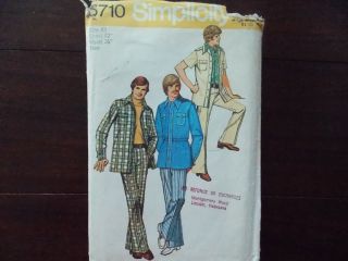 Vintage Simplicity 5710 Sewing Pattern Mens Jacket And Pants Size 42