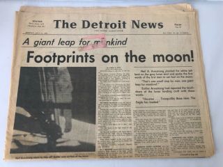 Detroit News Apollo 11 Moon Landing 7/21/69 Newspaper Ted Kennedy Mi Cagney Film