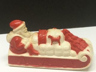 Vintage Celluloid Santa In Sleigh With Toys Tree Christmas Figure