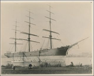 Vintage 8 X 10 Inch Photo M.  P.  Grace Full Rigged Sailing Ship San Francisco Bay