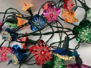 20 Vintage Plastic Foil Flower Reflector Christmas Tree Lights Covers