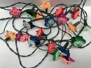 20 Vintage Plastic Foil Flower Reflector Christmas Tree Lights Covers 2