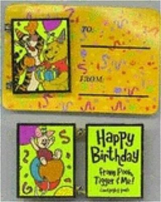 Htf Disney Pin Cast Exclusive Happy Birthday Card Winnie The Pooh Tigger Piglet