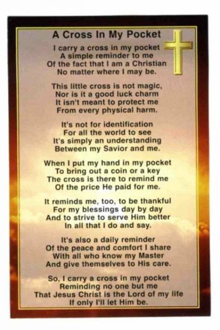 100 - Cross In My Pocket Prayer Cards Package Of 100
