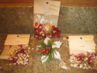 Vintage Christmas Ornaments Sequins Beads Gems Pins Crafting Supplies