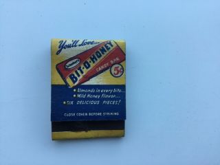 Vintage Full Matchbook,  Bit - O - Honey Candy Bar