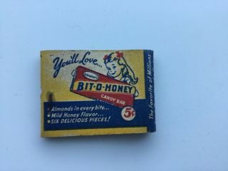 Vintage Full Matchbook,  BIT - O - HONEY CANDY BAR 2