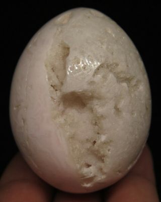 50mm 3.  4oz Natural Pink Mangano Calcite Geode Crystal Carving Egg