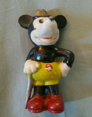 Vintage antique 1930 ' s Disney Mickey mouse Minnie mouse bisque figurines 3