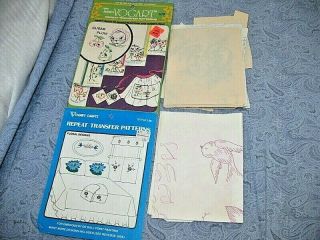 Vintage 8 VOGART Hot Iron On Transfer Patterns Embroidery Chicken Fruits Floral 4