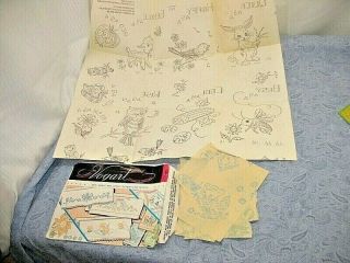 Vintage 8 VOGART Hot Iron On Transfer Patterns Embroidery Chicken Fruits Floral 5