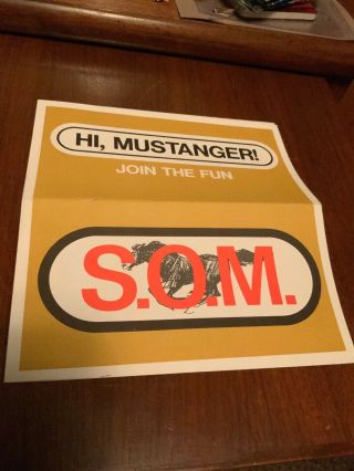 1967 S.  O.  M.  Ford Mustang Society Of Mustangers Club Brochure Ad & Envelope Form