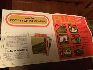 1967 S.  O.  M.  Ford Mustang Society Of Mustangers Club Brochure Ad & Envelope Form 3