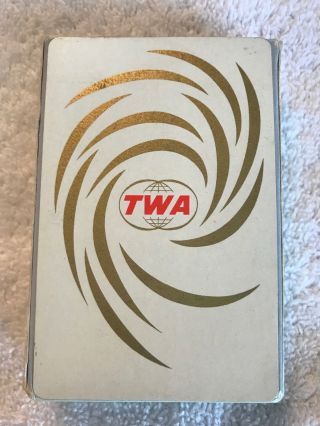 Twa Airlines Playing Cards Vintage Gold Swirl White