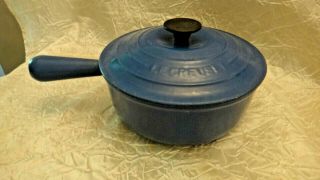Vintage Le Creuset Blue Enamel Cast Iron Sauce Pot Pan W Lid 20