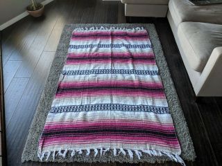 Pink Mexican Blanket,  Yoga Blanket,  Large,