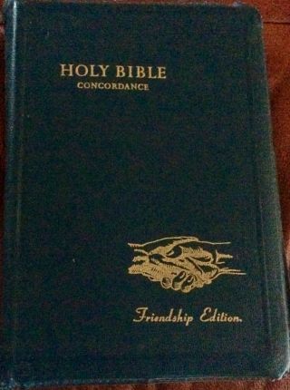 Holy Bible Leather Concordance Kjv Friendship Edition Zipper Vintage Black 1958