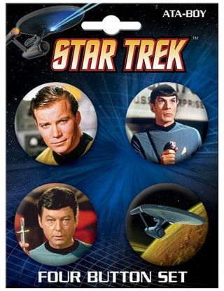 Ata - Boy Star Trek Enterprise And Crew Set Of 4 1.  25 " Collectible Buttons