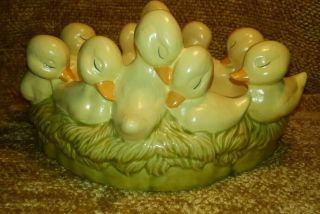 Adorable Vintage Ceramic Easter Baby Duck Ducklings Candy Dish / Planter