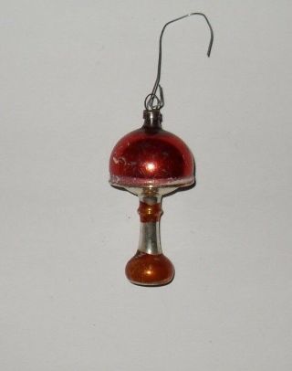 Antique Blown Mercury Glass Christmas Tree Ornament Silver & Red Table Lamp Xmas