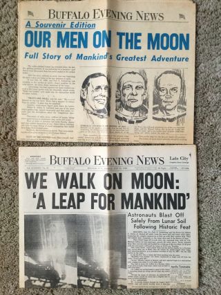 Buffalo Evening News " Our Men On The Moon " Issue,  July 21st,  1969 Newspaper 