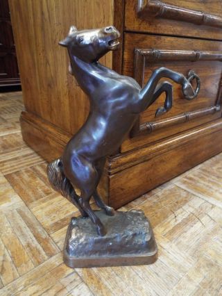 Vintage Mid Century Western Cowboy Bronze Or Copper Horse Statue