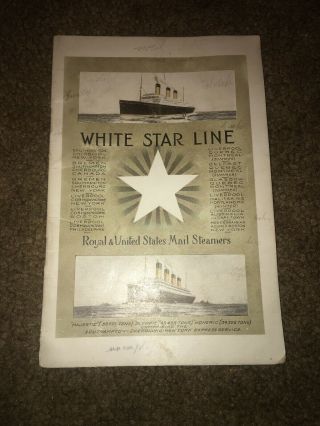 White Star Line R.  M.  S.  Baltic List Of Second Class Passengers 1923