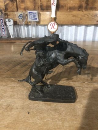 Frederic Remington " The Bronco Buster " 6 " Bronze By Franklin 1988