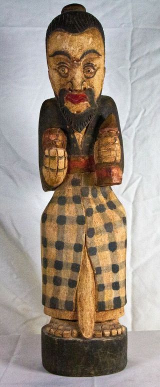 Asian Vintage Hand Carved Wooden Statue Odd