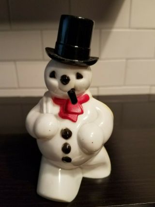 Vintage Rosbro Rosen Hard Plastic Snowman With Top Hat And Pipe Candy Holder