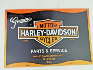 Harley Davidson Motorcycle Dealer Metal 17 " X11 " Parts Service Sign Tin