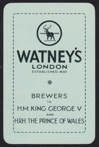 1 Single Vintage Swap/playing Card Adv Watney 