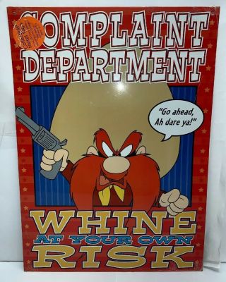 Yosemite Sam Metal Sign Complaint Department Whine At Your Own Risk Rare 12 X 17