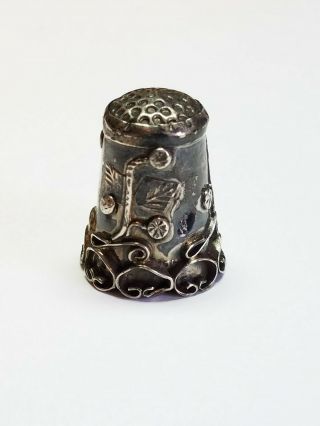 Vintage Mexico Sterling Silver 925 Ornate Sewing Thimble Signed Icurla 2