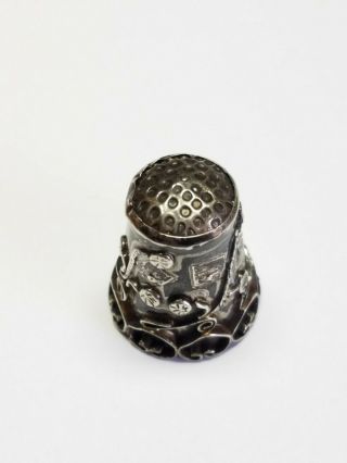 Vintage Mexico Sterling Silver 925 Ornate Sewing Thimble Signed Icurla 5